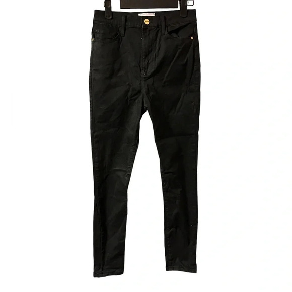 FRAME ALI HIGH RISE CIGARETTE COATED SKINNY JEANS